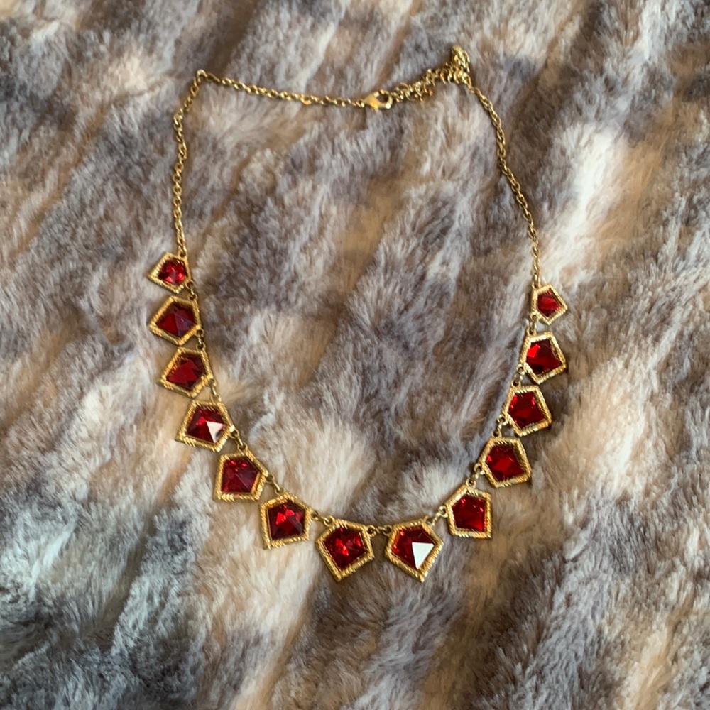 Ruby Red and Gold Fashion Necklace